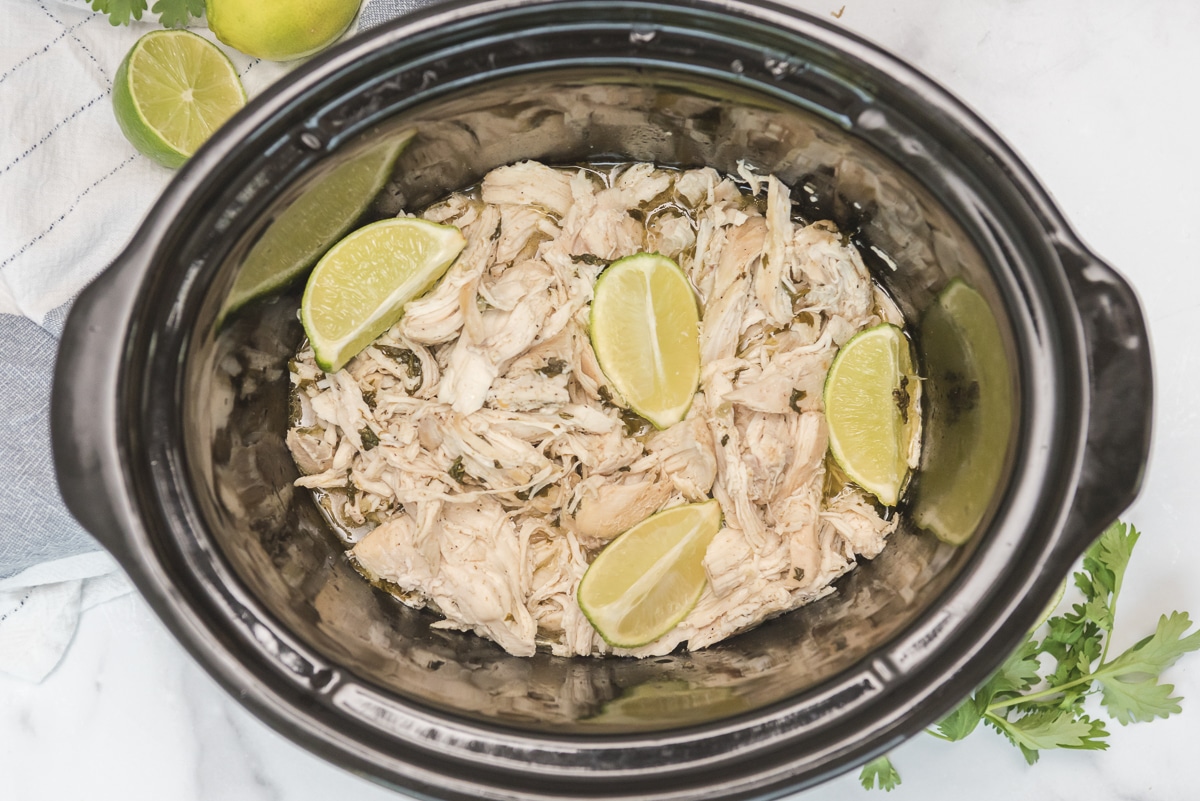 shredded cilantro lime chicken in crockpot