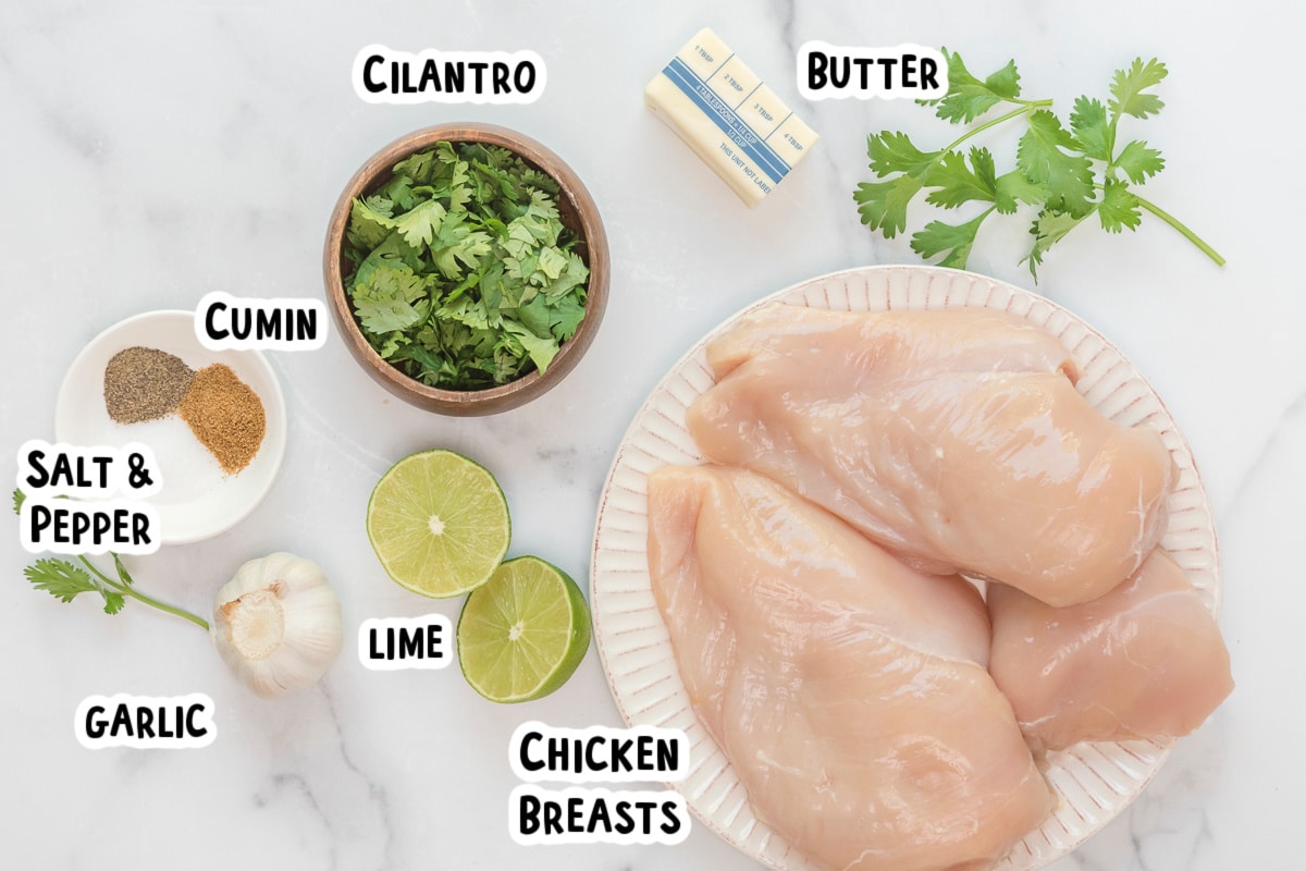 ingredients for cilantro lime chicken on table