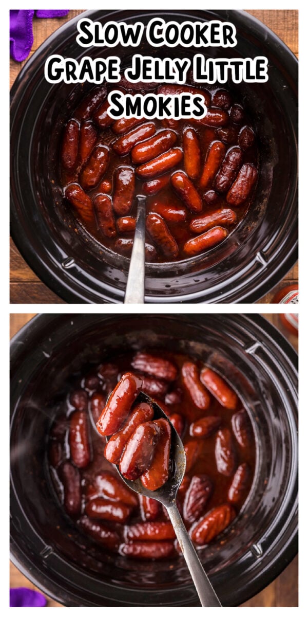 2 images of little smokies with text overlay for pinterest