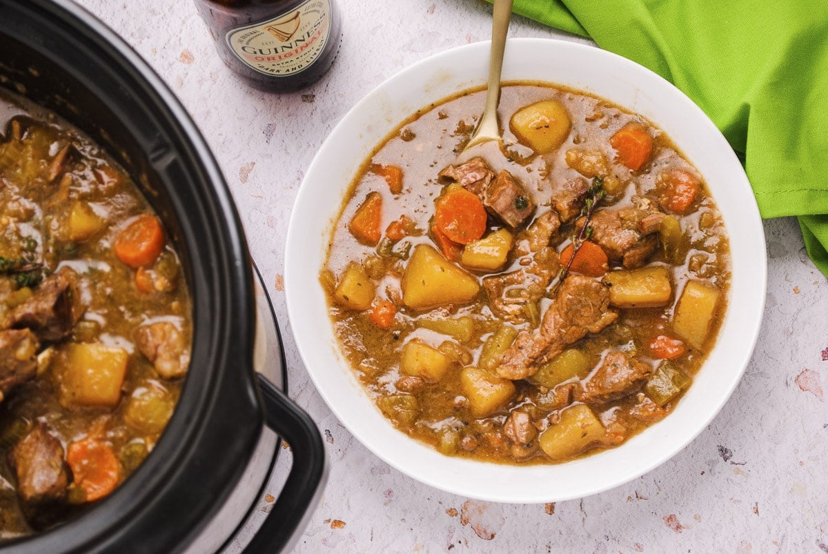 bowl of guinness beef stew with bowl