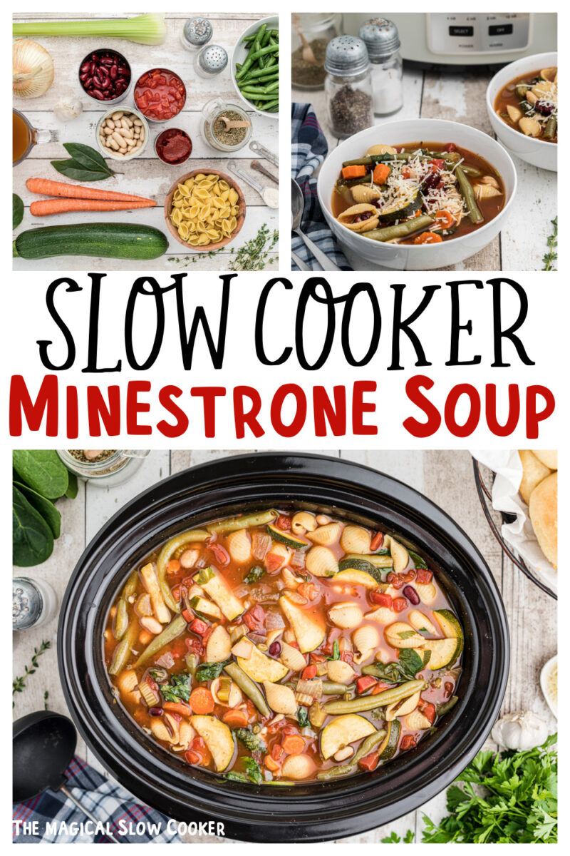 collage of minestrone images with text overlay for pinterest