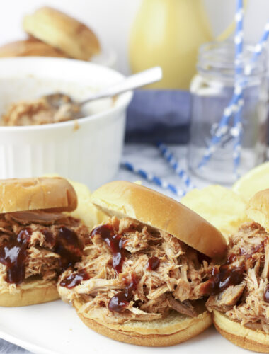 close up of bbq pulled pork sandwiches