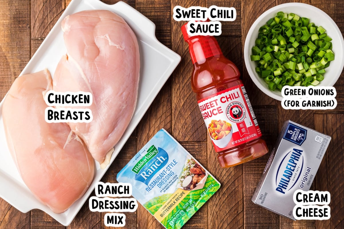 ingredients for sweet chili chicken on table