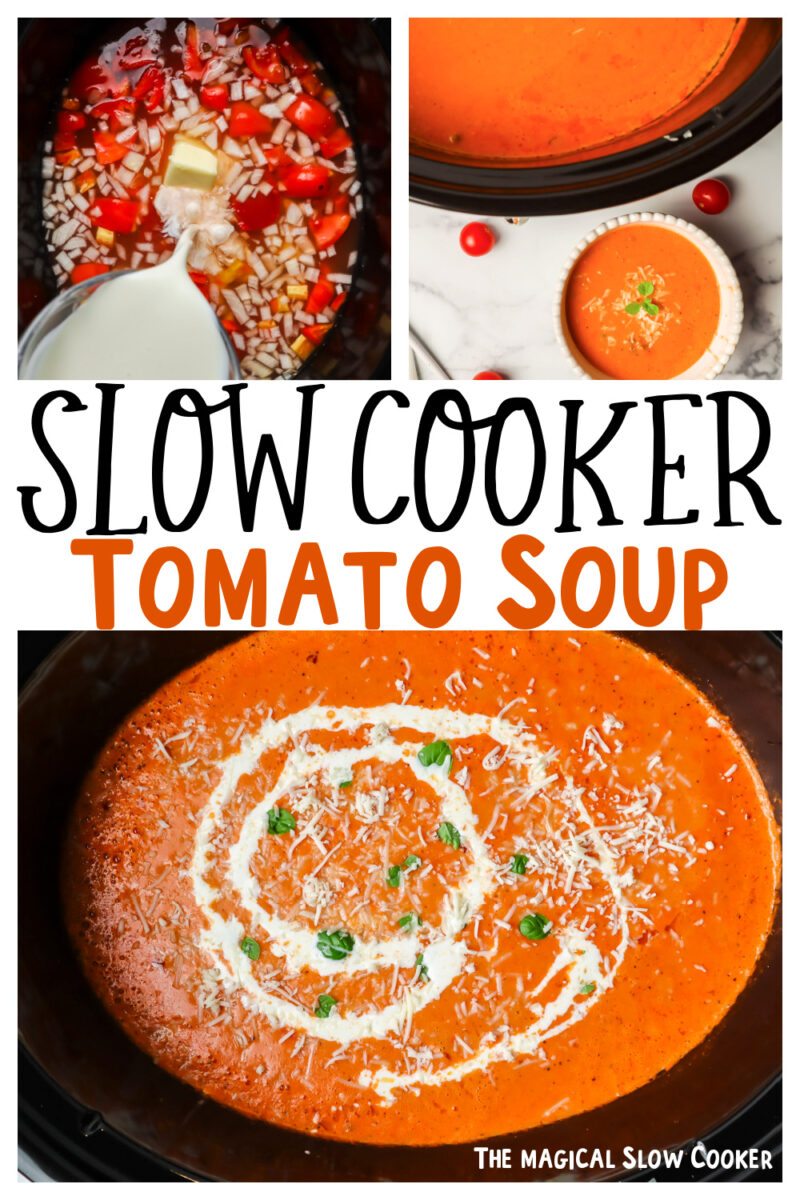 collage of tomato soup images with text overlay for pinterest