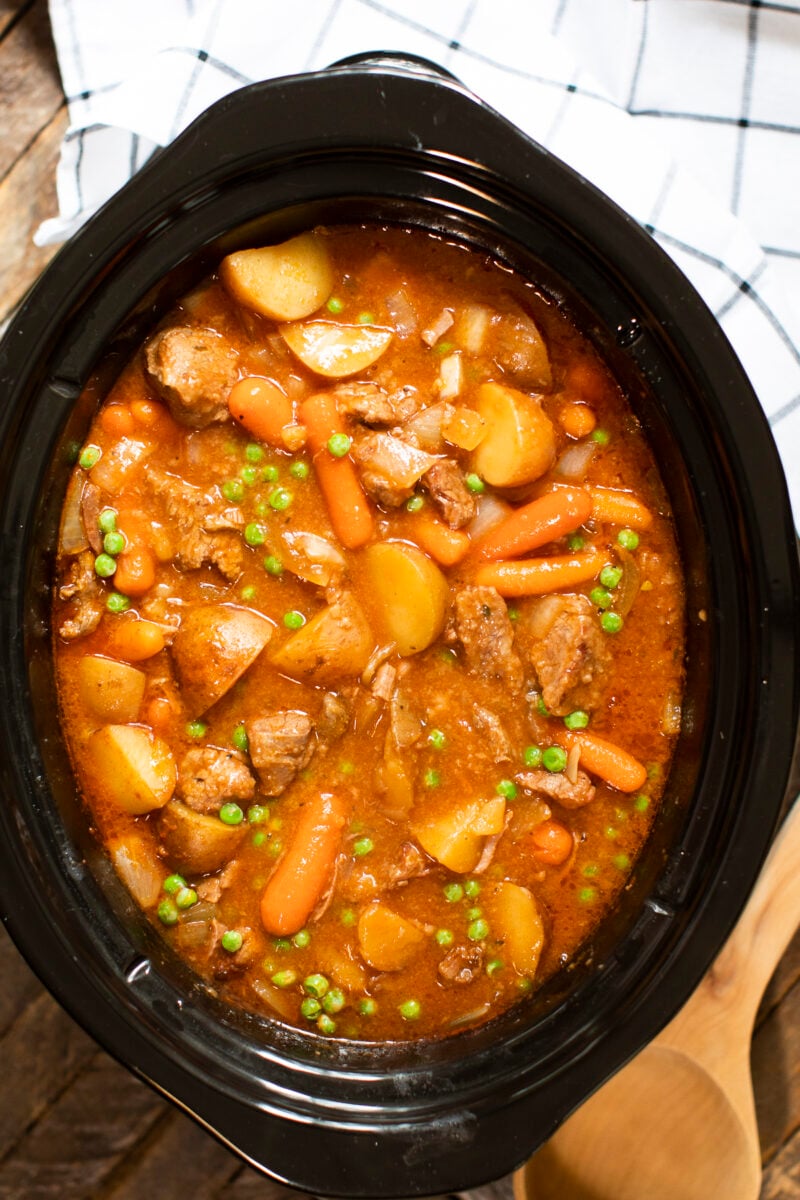 beef stew done cooking in slow cooker