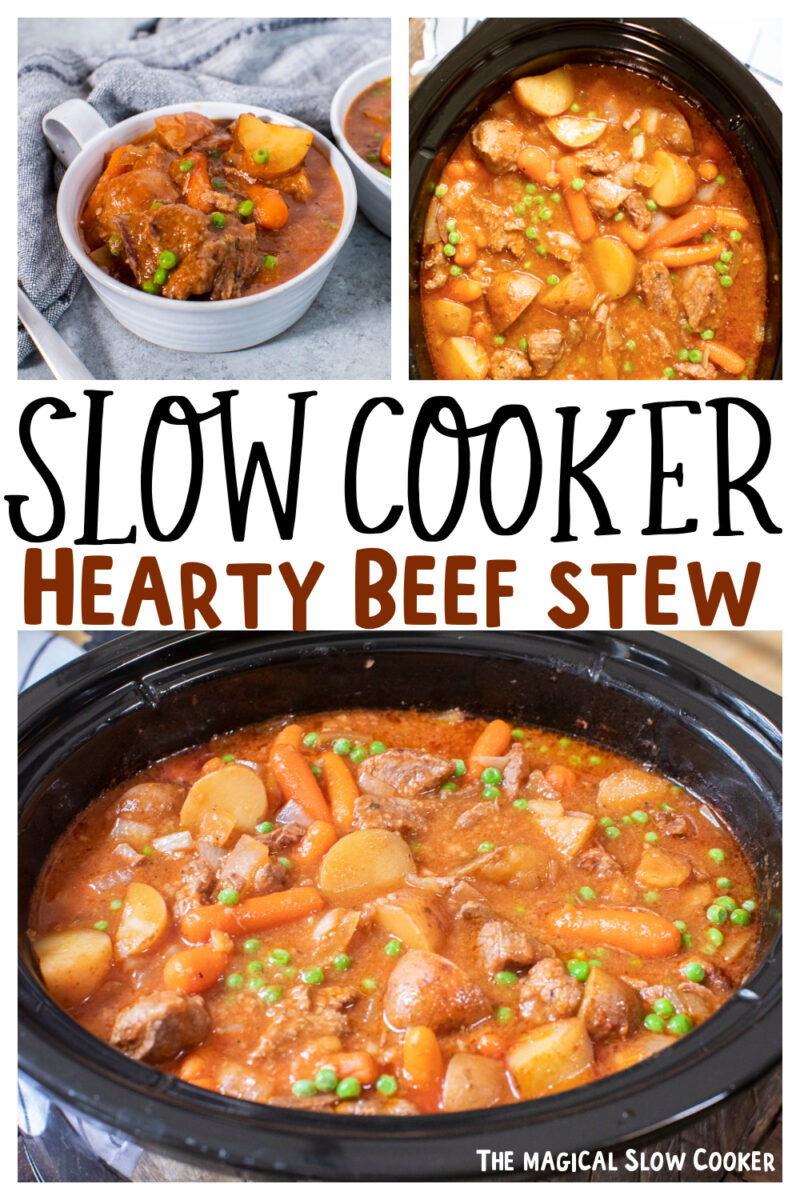 collage of beef stew images with text over lay for pinterest