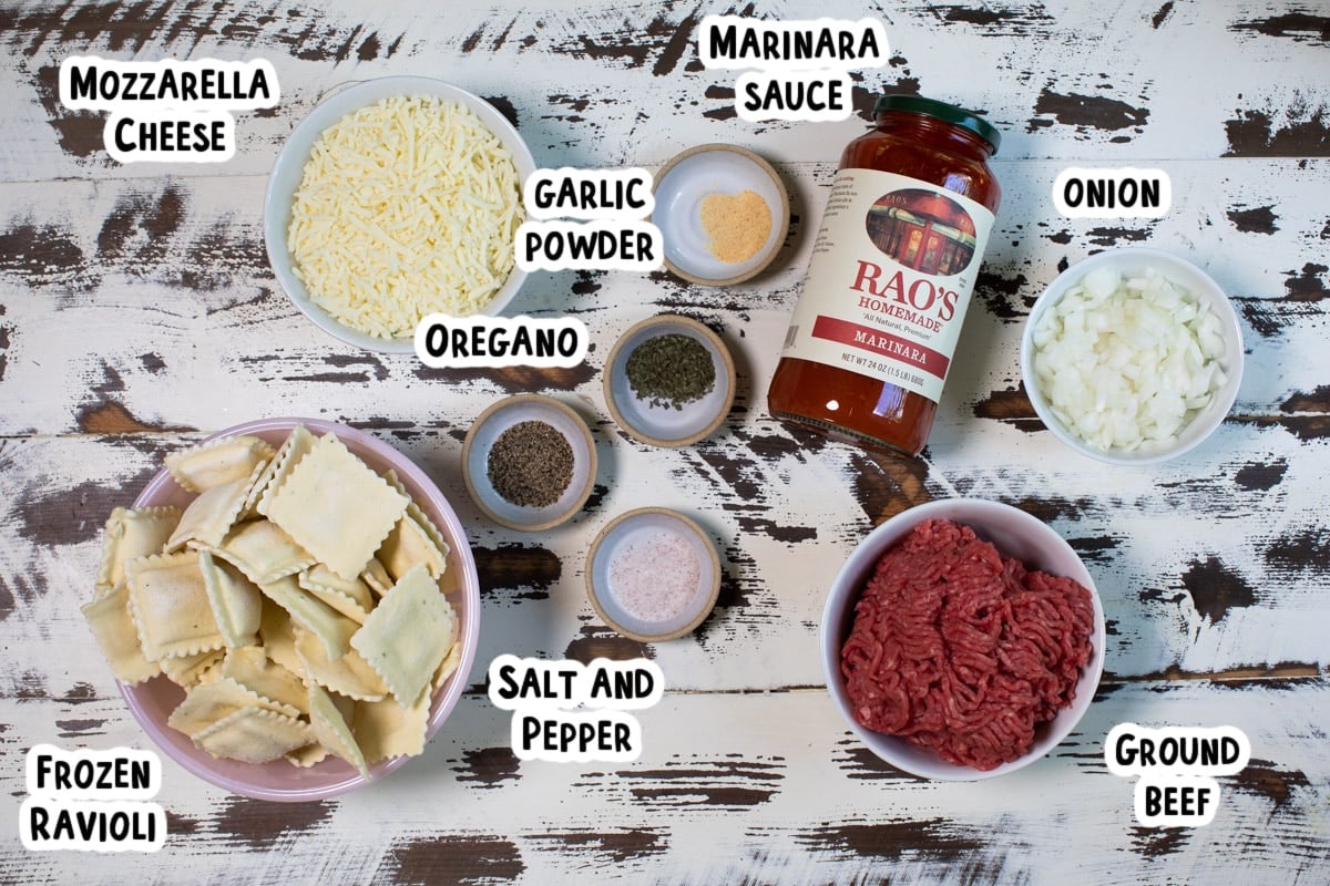 ingredients for crockpot lasagna on table