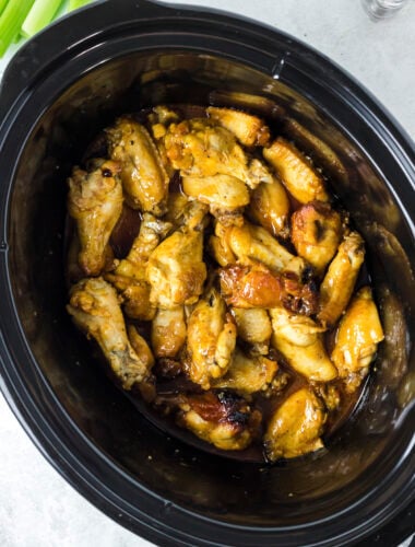 honey mustard wings in the slow cooker, cooked