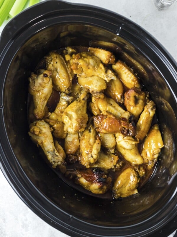 honey mustard wings in the slow cooker, cooked
