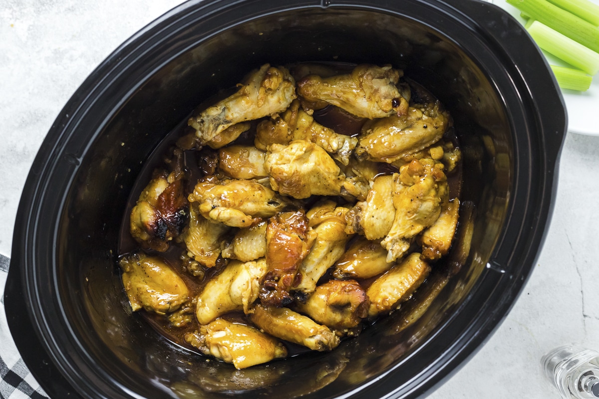 honey mustard wings done cooking in crockpot