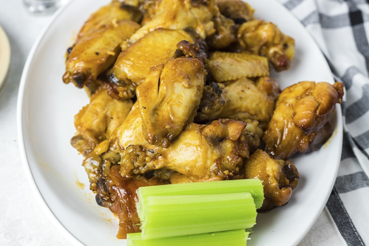 honey mustard wings on a plate