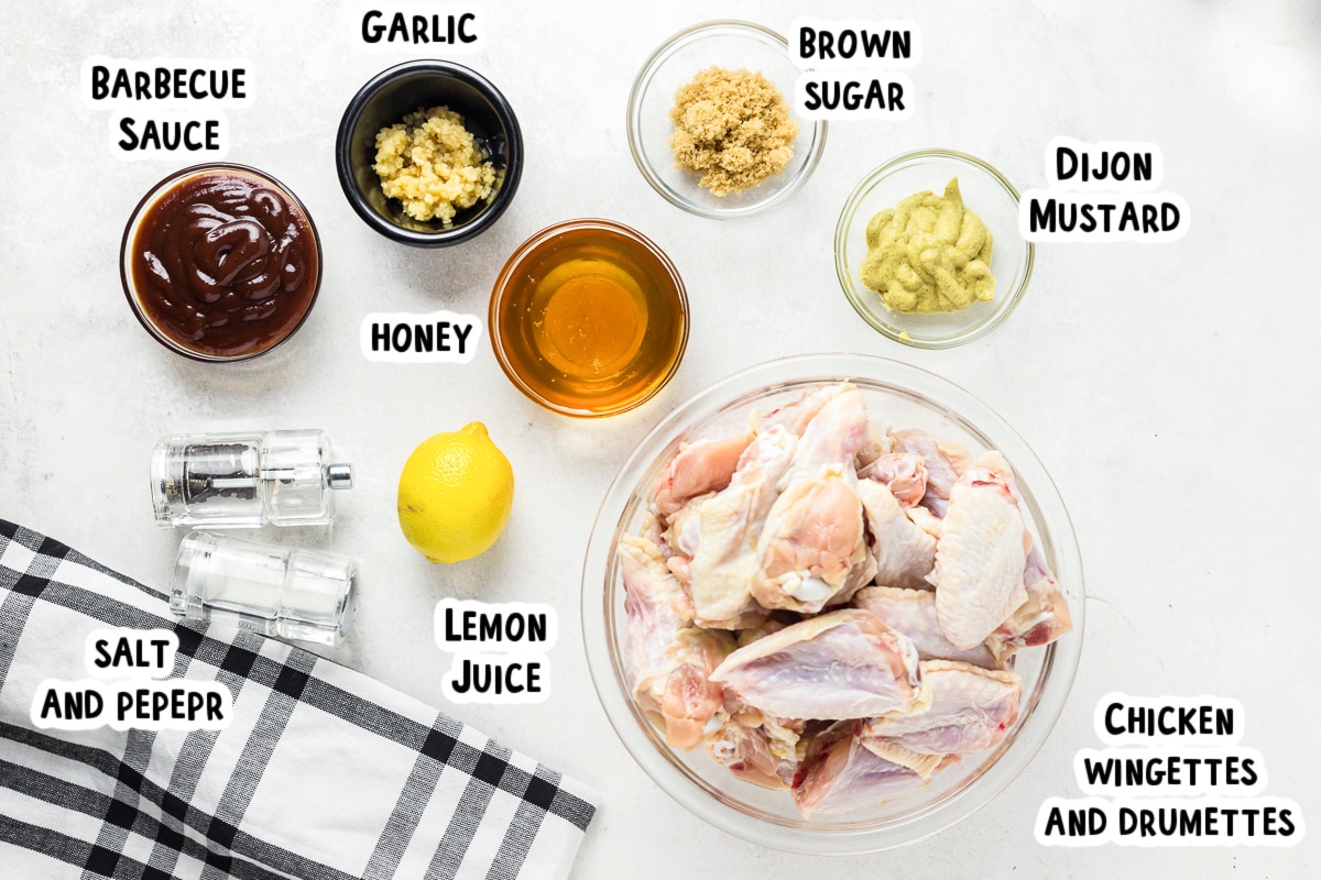 ingredients for honey mustard wings on table