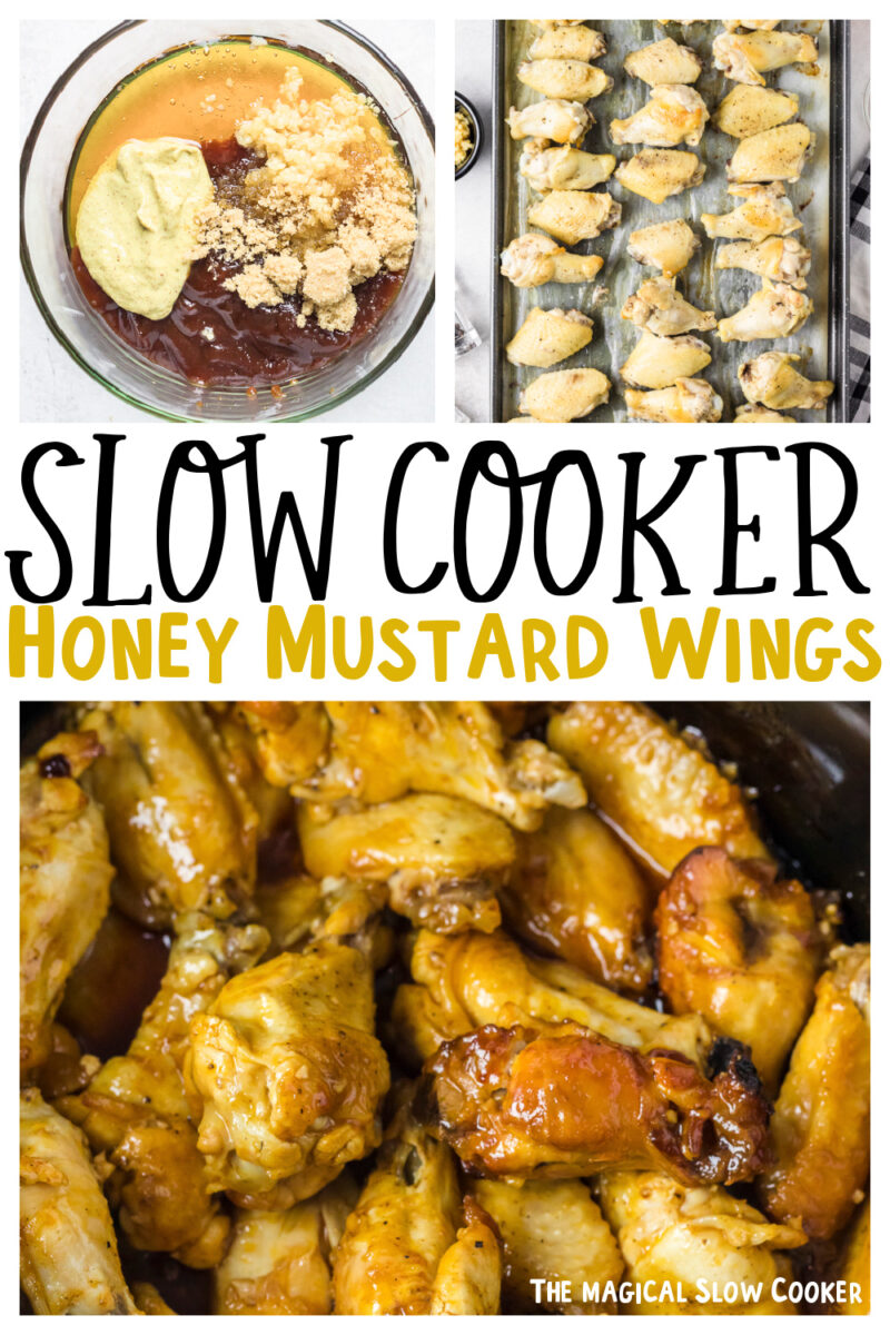 collage of honey mustard wing images with text overlay for pinterest