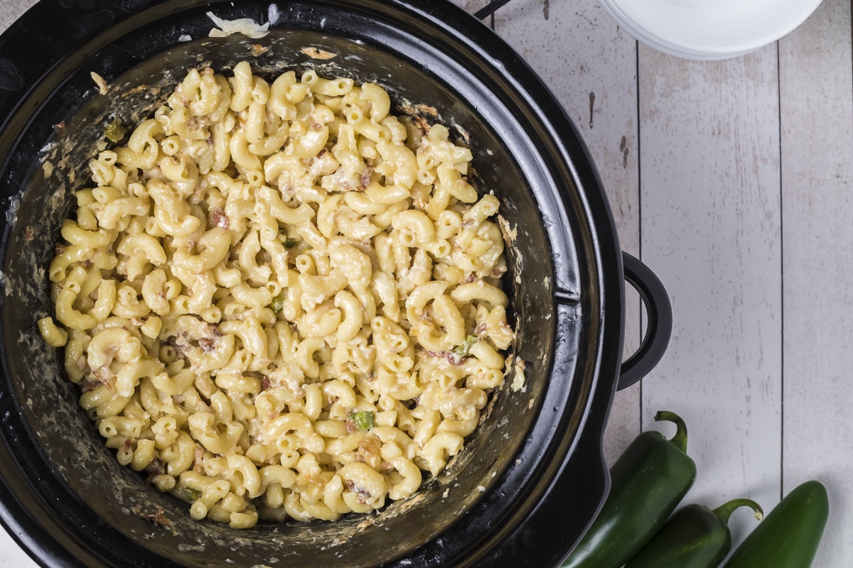 done cooking jalapeno mac and cheese in crockpot