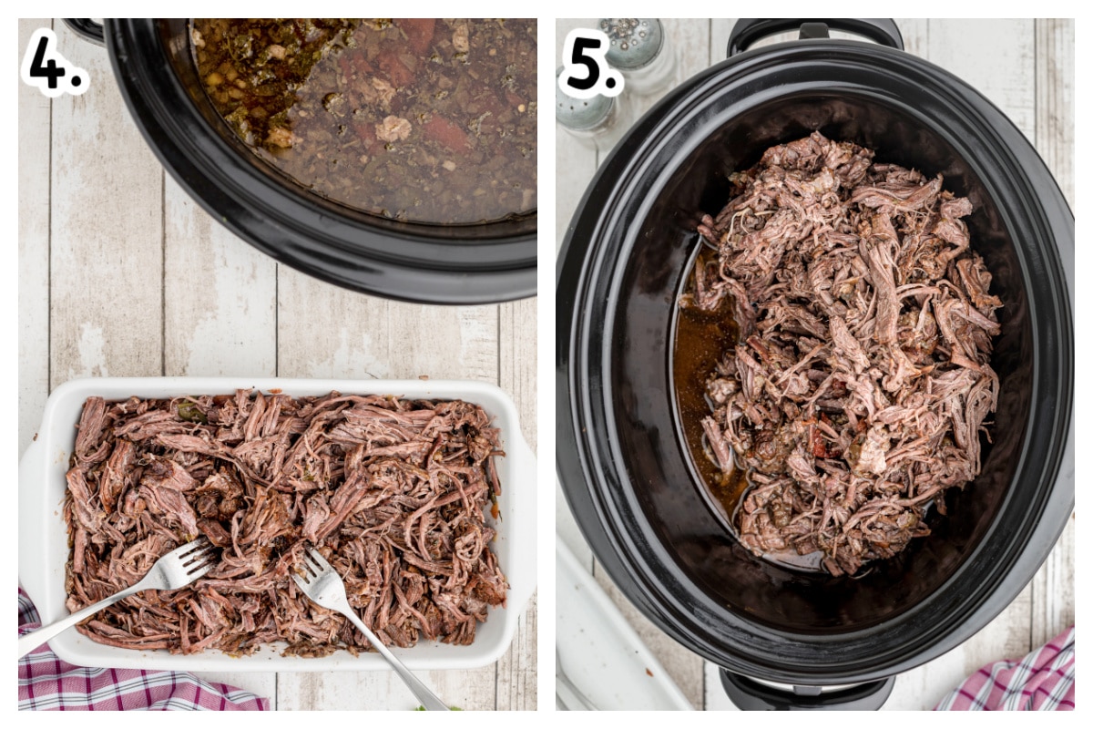 images on shredded mexican beef and putting back in crockpot