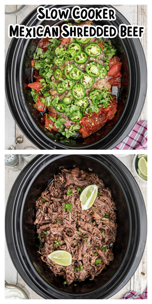 long image of shredded beef for pinterest