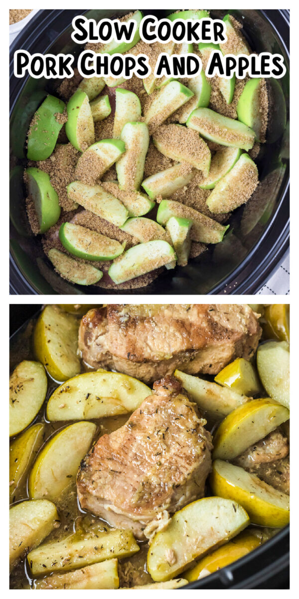long image of pork chops and apples for pinterest