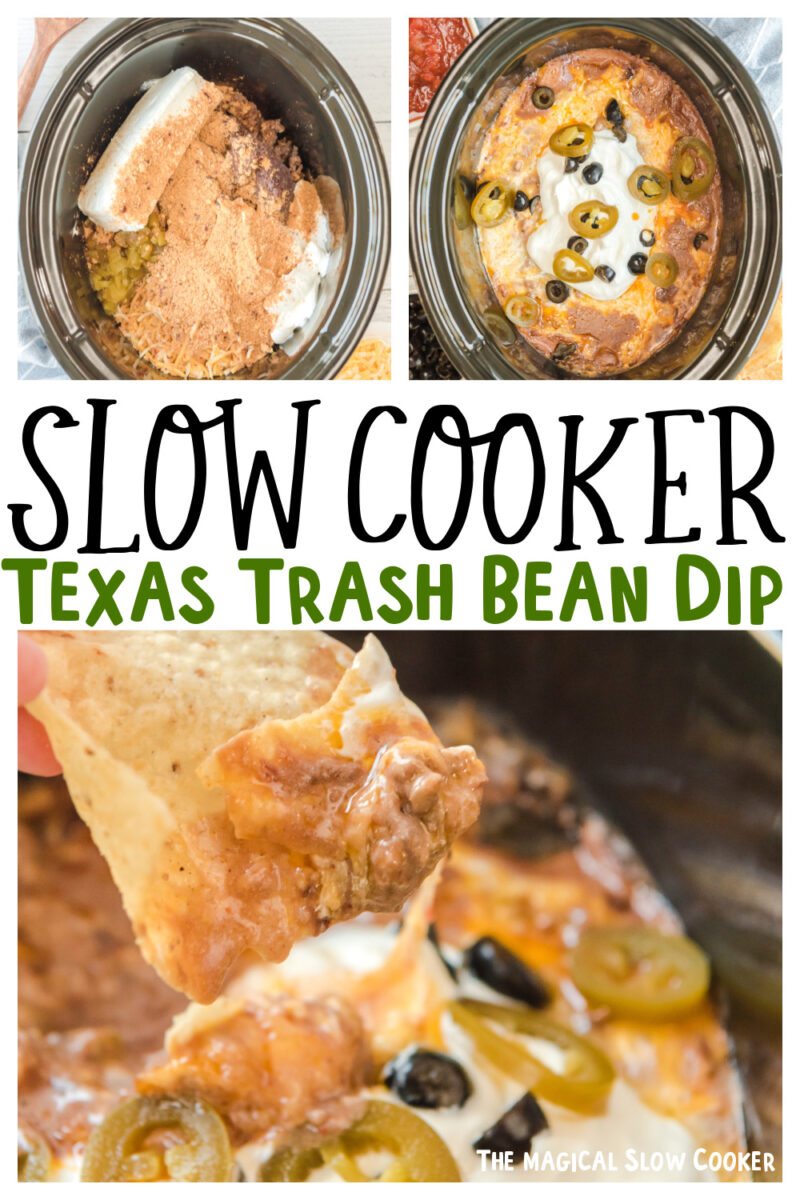 collage of texas trash dip with text overlay for pinterest
