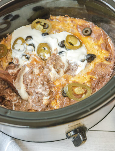 close up of texas trash dip with spoon in it.