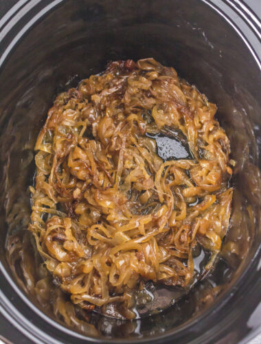 cooked caramelized onions in the slow cooker