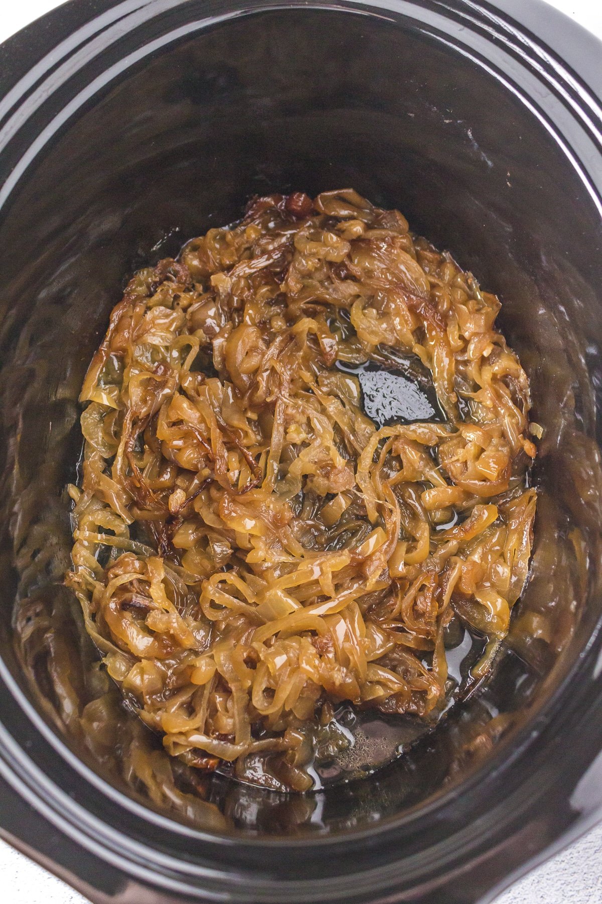 cooked caramelized onions in the slow cooker