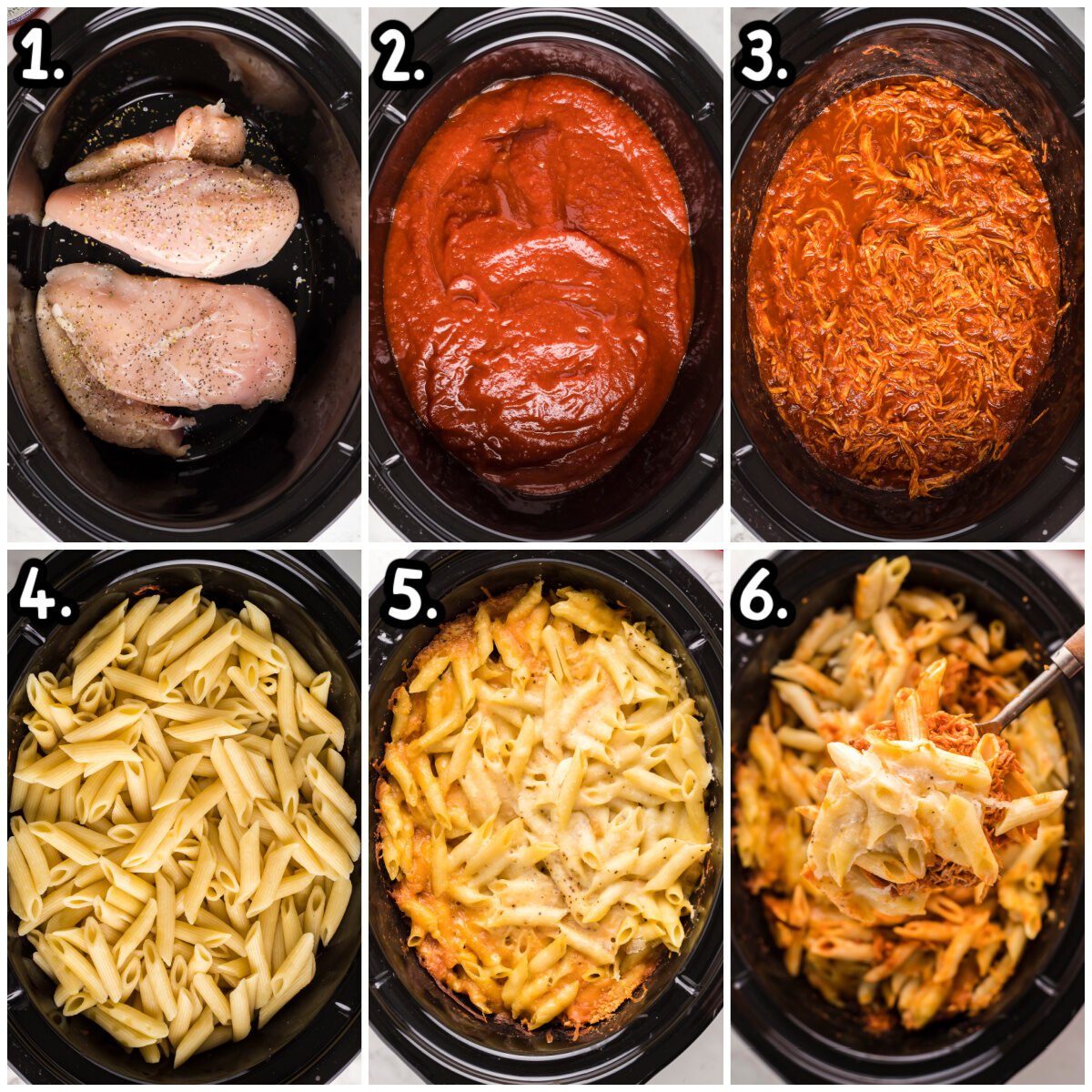  images on how to add ingredients to slow cooker for chicken parmesan pasta