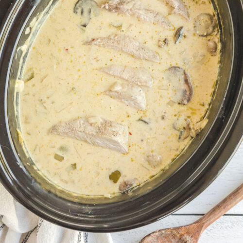 pork loin in creamy green chile sauce