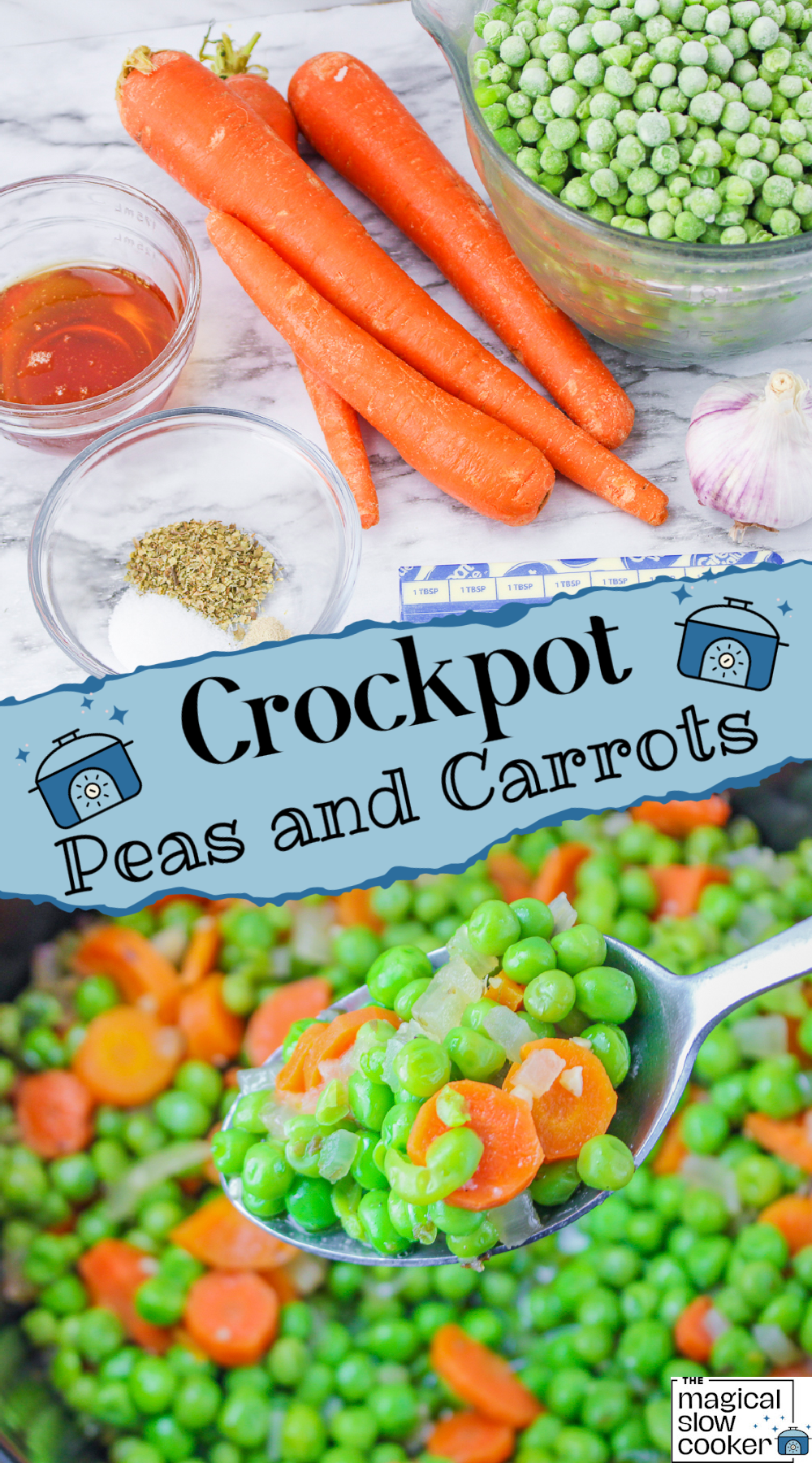 peas and carrots before and after cooking.