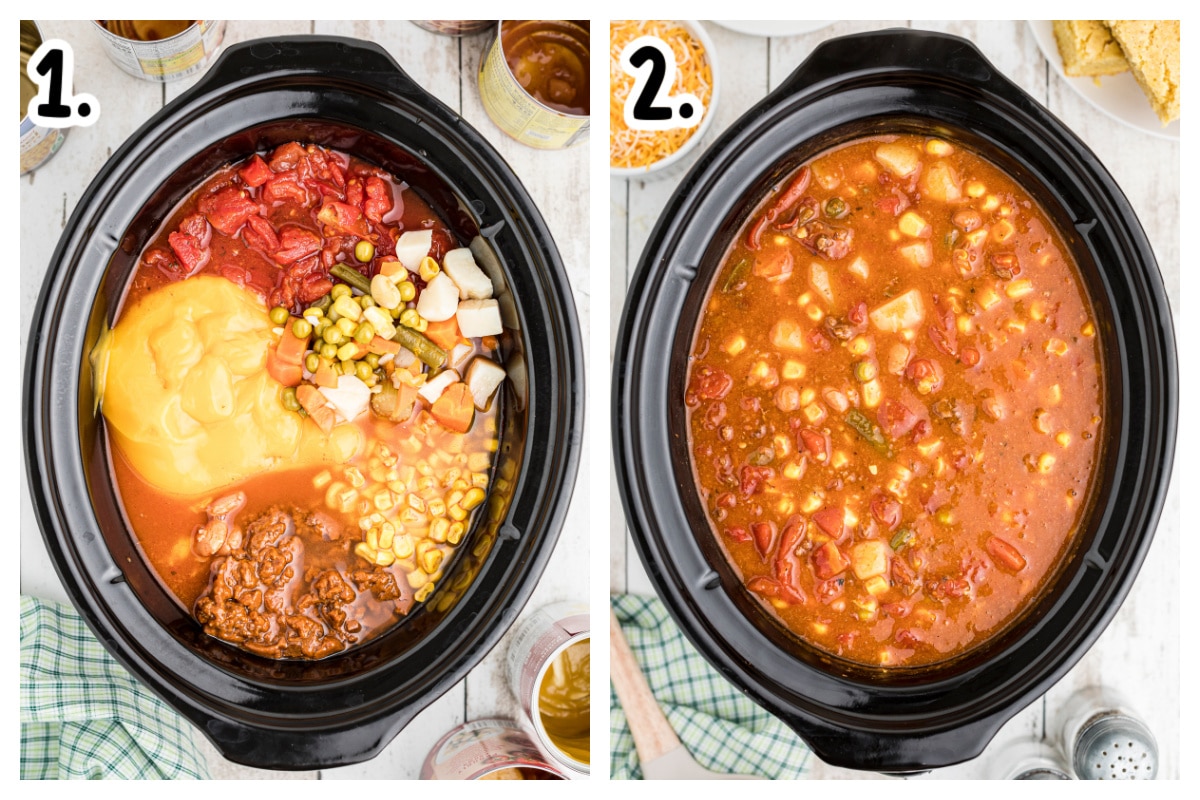 how to add ingredients to slow cooker for 7 can soup.