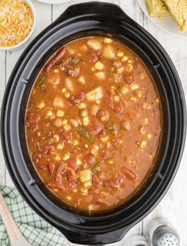 Cooked 7 can soup in the slow cooker.