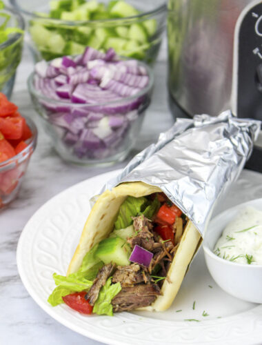 beef gyro in front of slow cooker