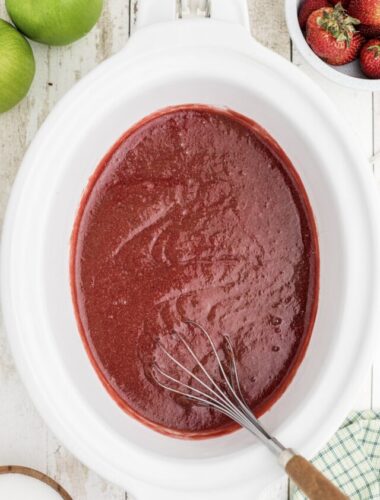 strawberry applesauce in the slow cooker.