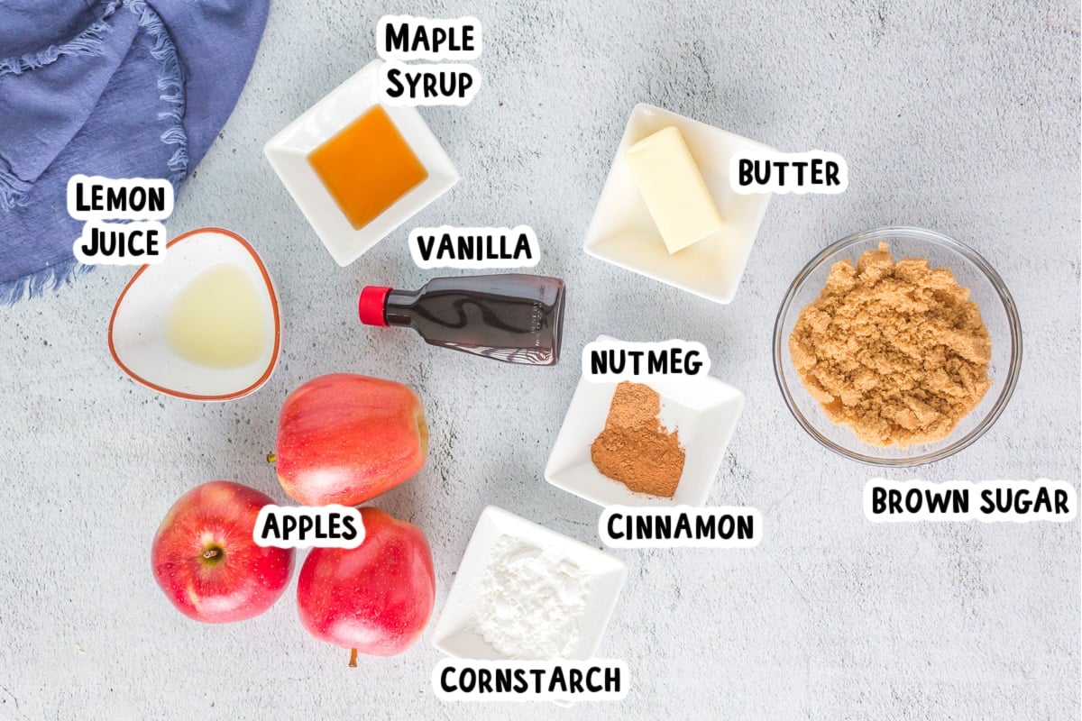 ingredients for fried apples on table