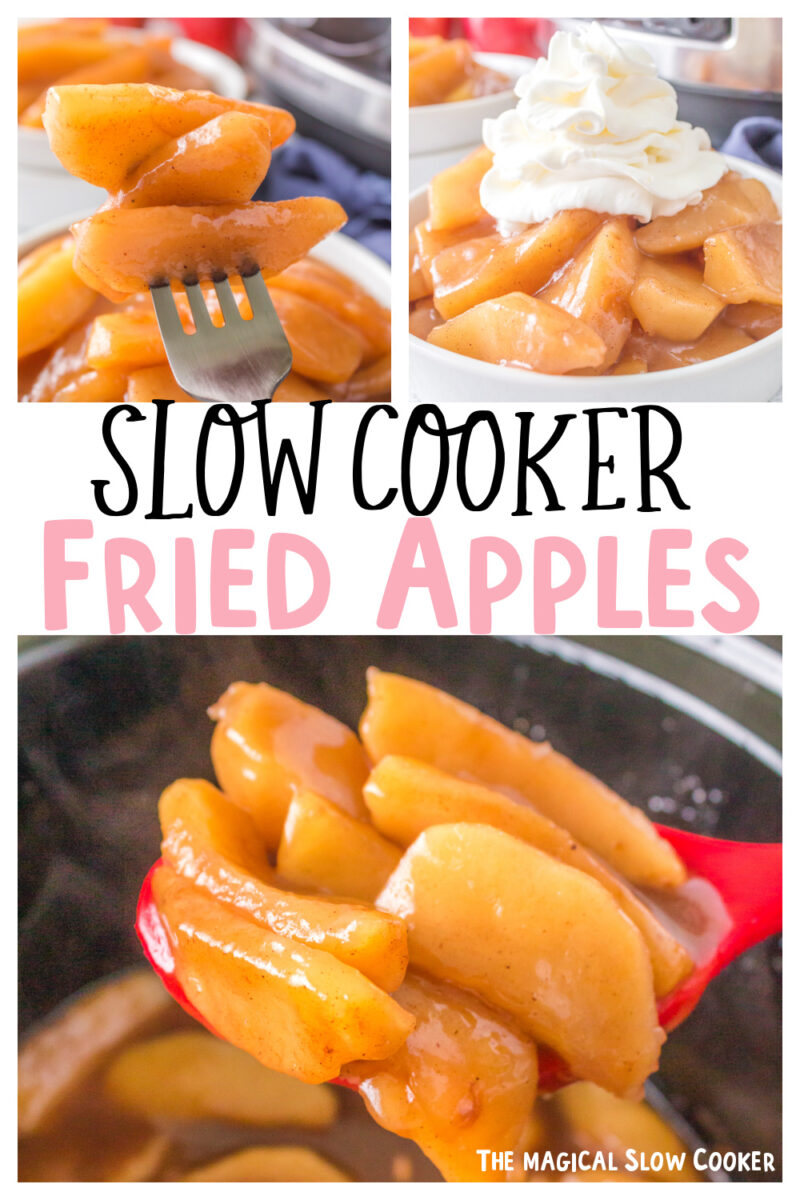 collage of fried apples images with text overlay for pinterest