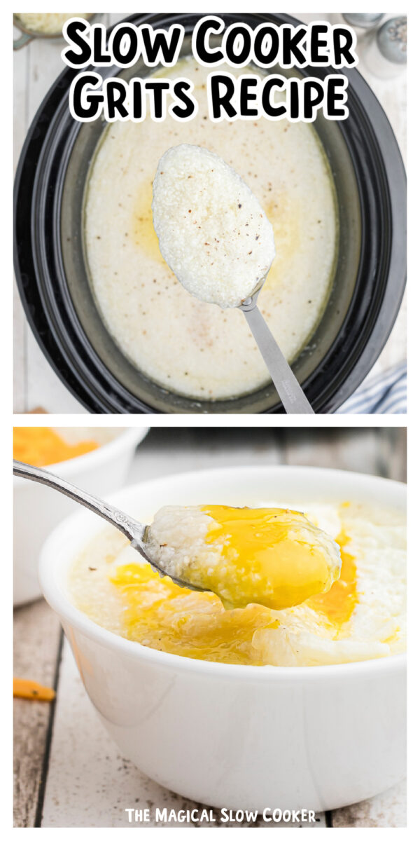 long image of grits with text overlay for pinterest