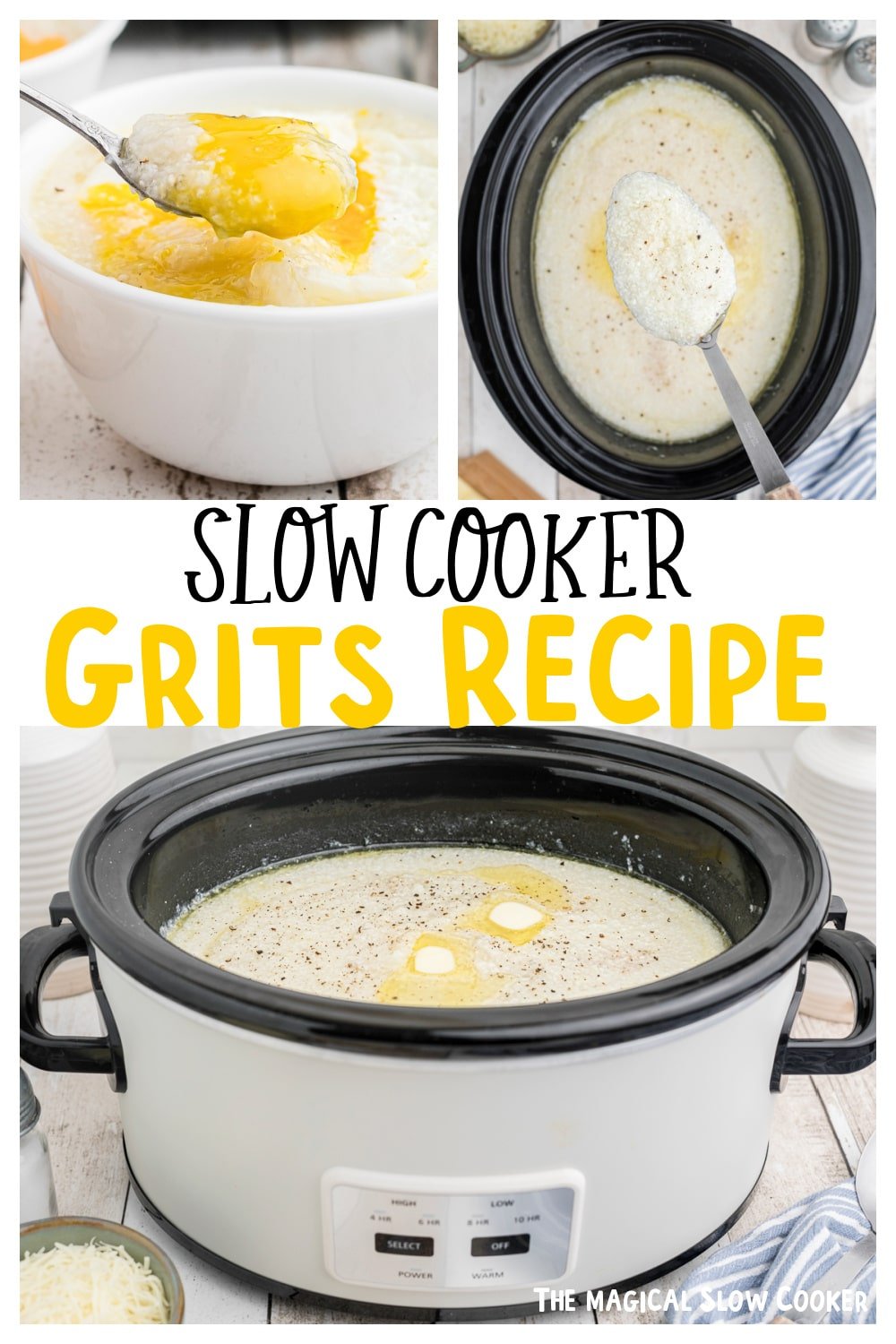 collage of grits images with text overlay for pinterest