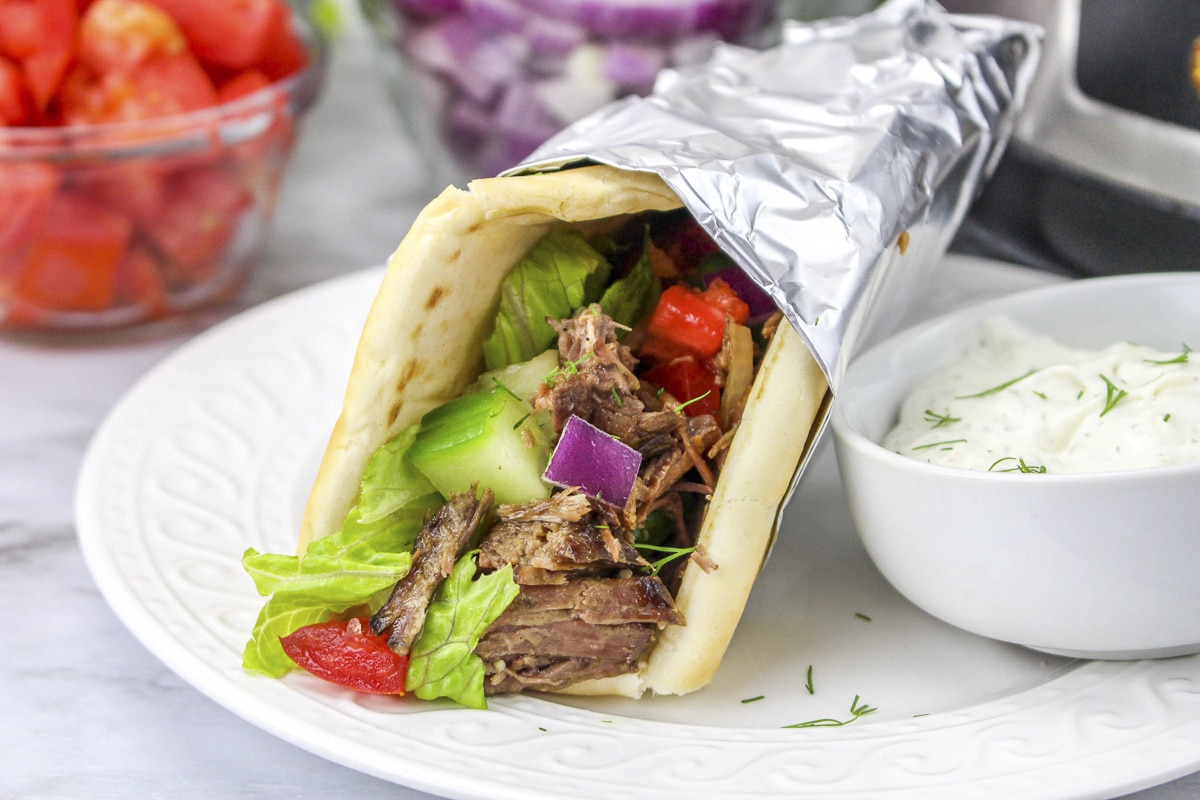 Slow Cooker Lamb and Beef Gyros Howard Oloplath