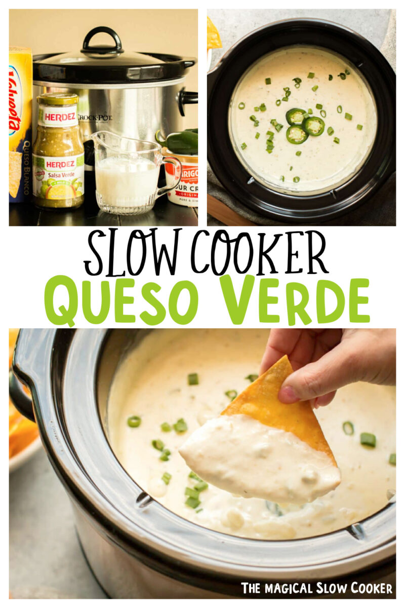 collage of queso verde images with text overlay for pinterest