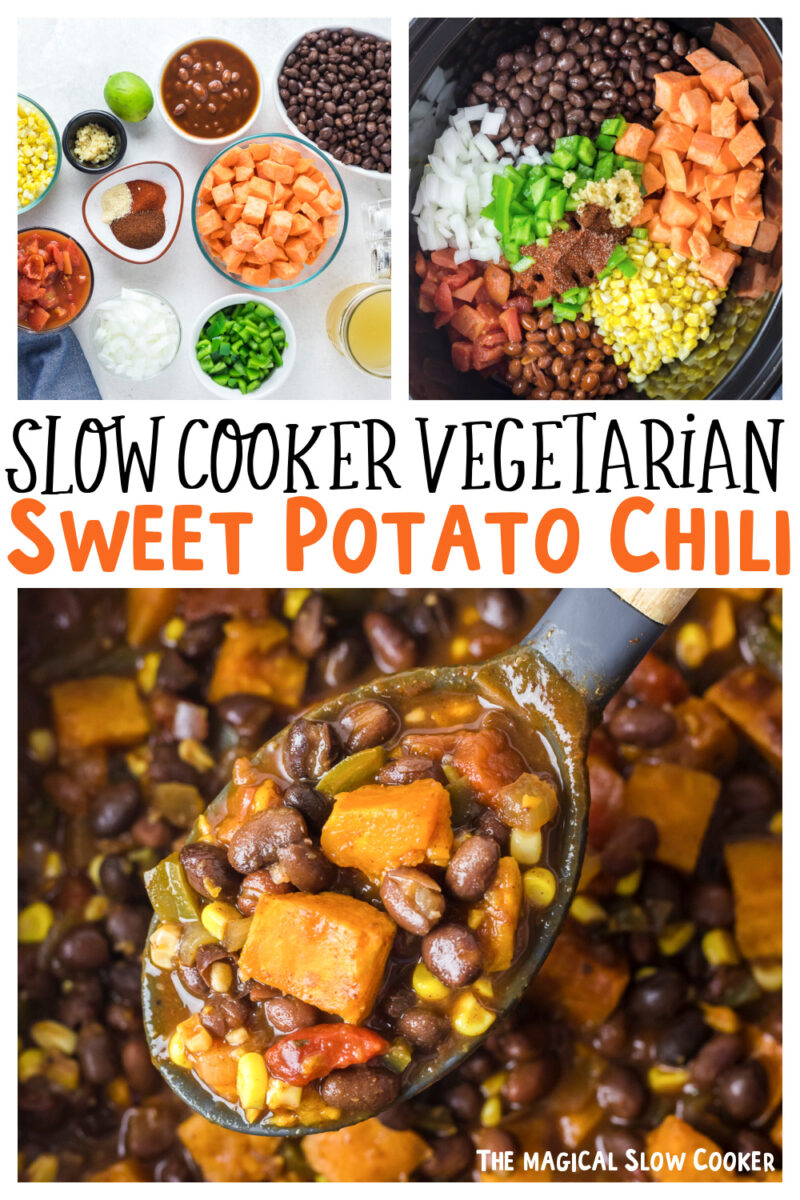 collage of sweet potato vegetarian chili for pinterest