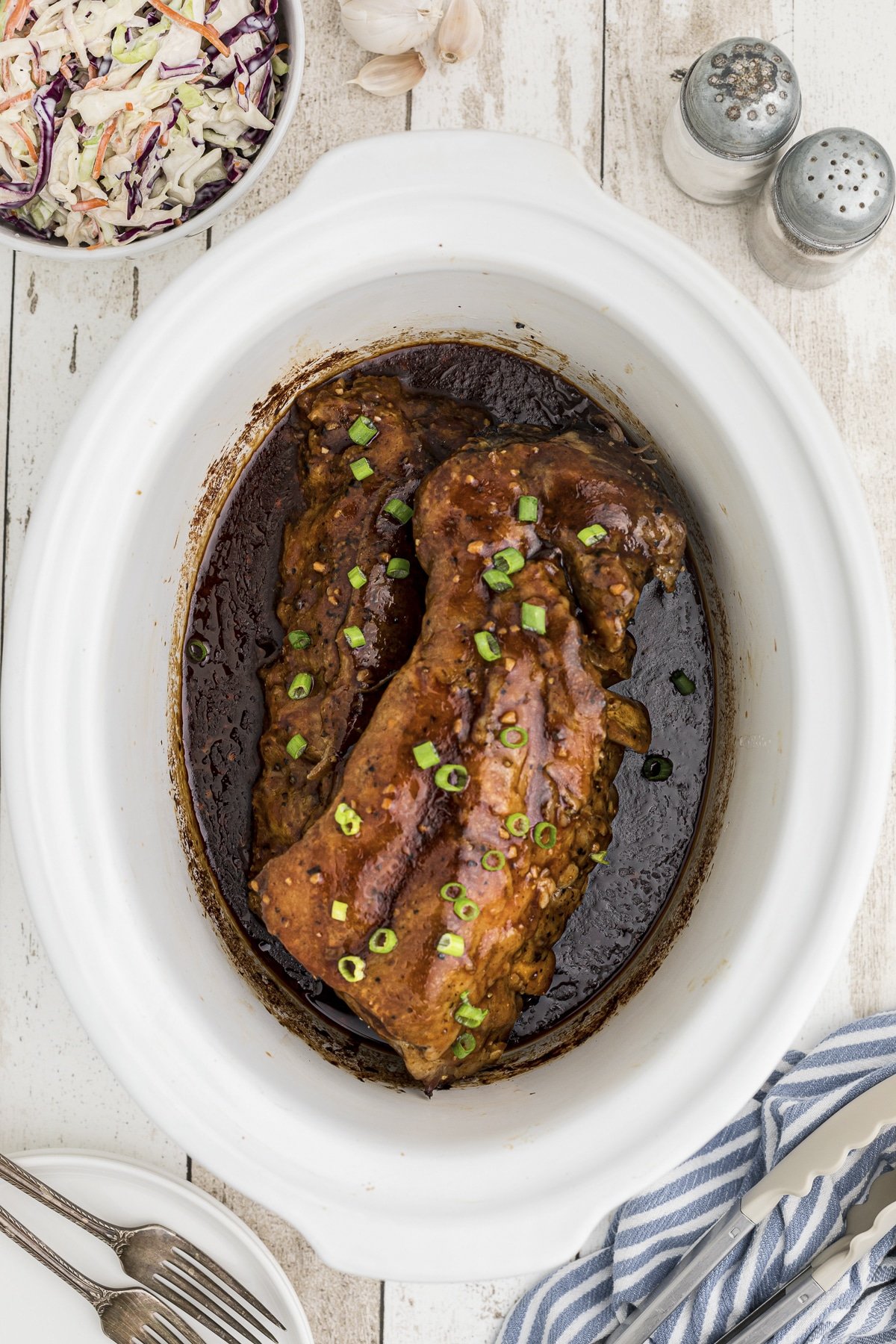 done cooking teriyaki ribs in crockpot.