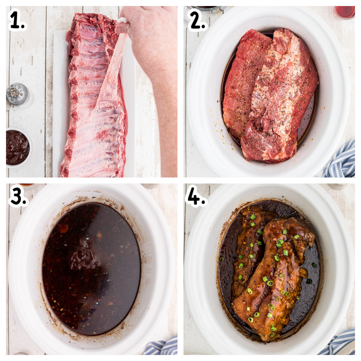collage on how to make teriyaki ribs in a crockpot.