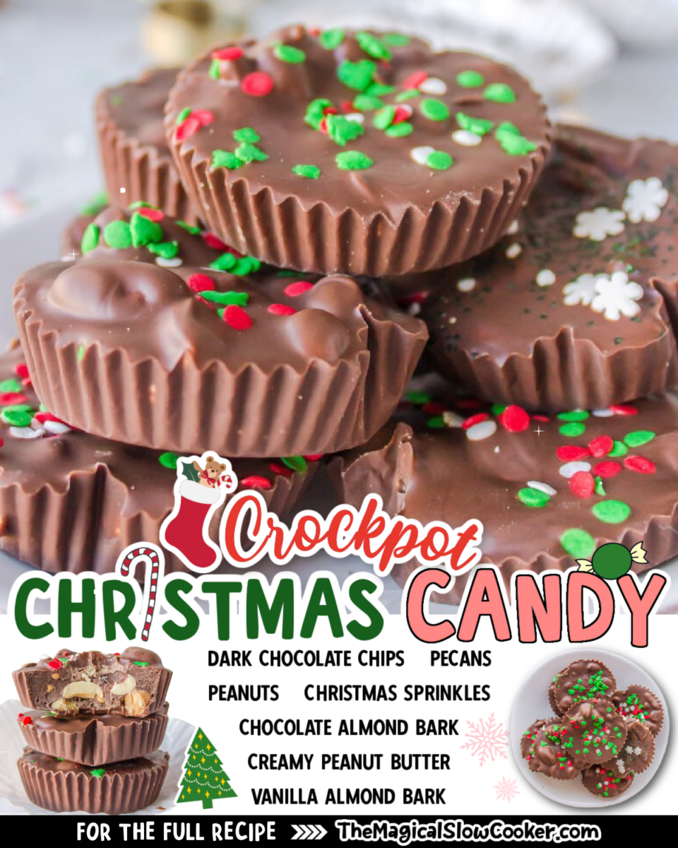Collage of christmas candy images with text of ingredients.