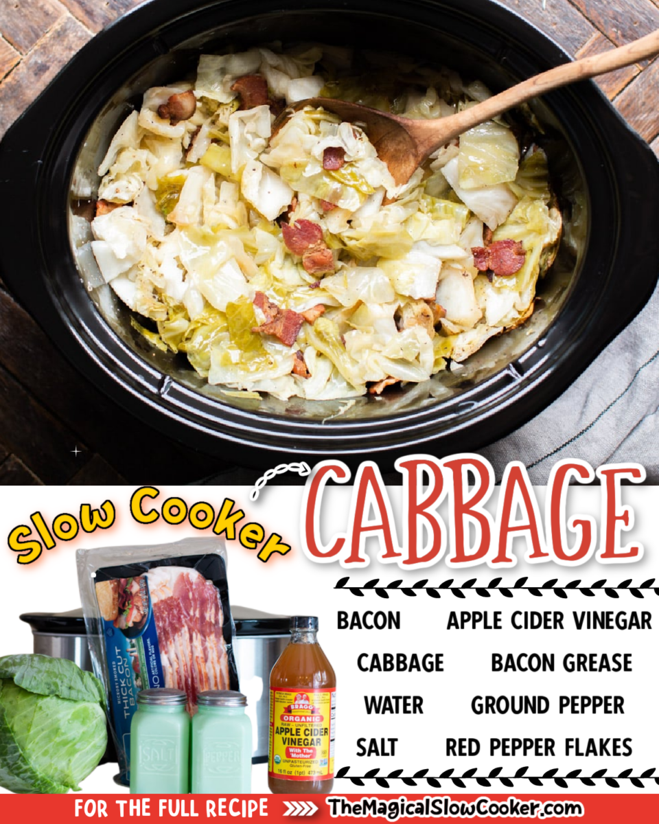 Collage of cabbage images with text of what ingredients are.
