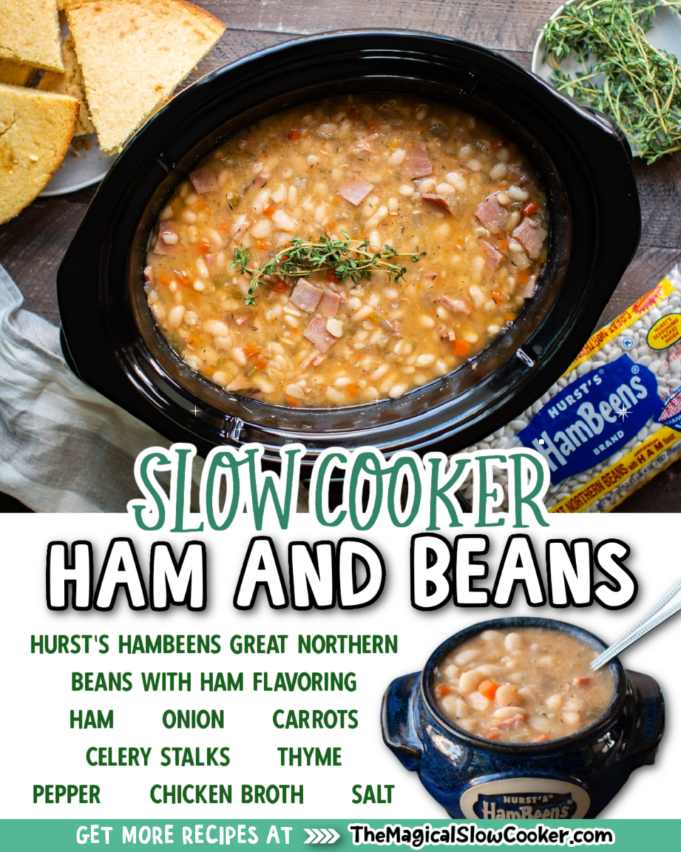 Collage of ham bean images with text of what ingredients are.