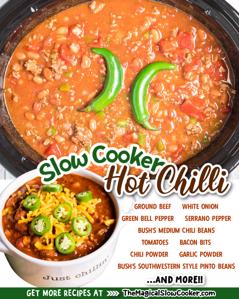 Collage of Hot chili images with text of what ingredients are.