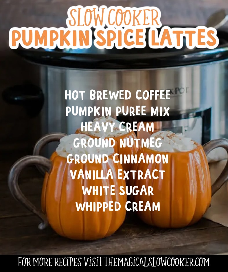 Pumpkin spice latte image with text of what ingredients are needed.