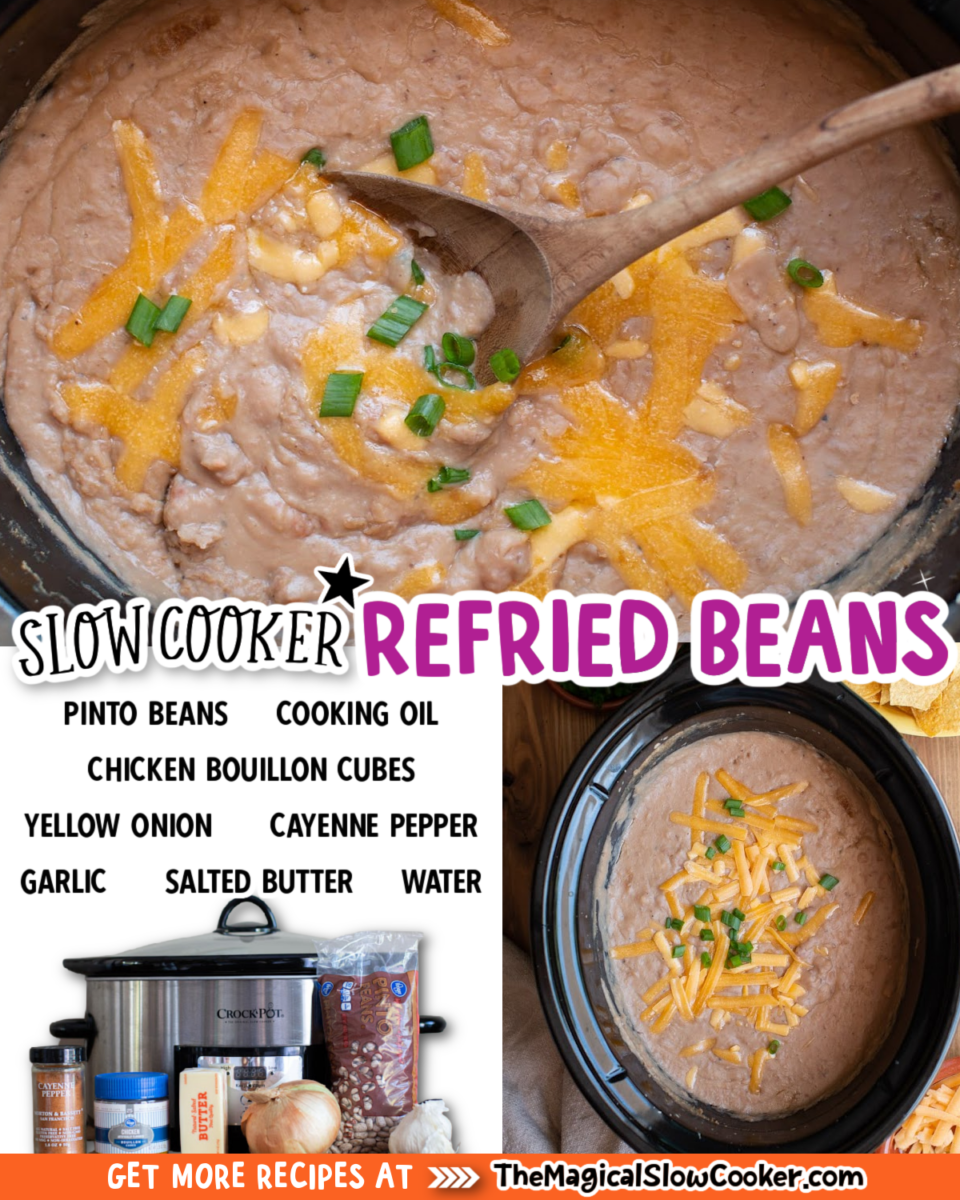 Refried bean images with text of ingredients.
