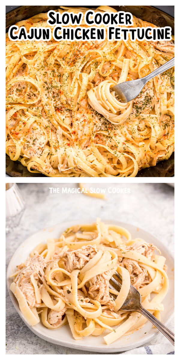 long image of cajun chicken fettuccine alfredo.