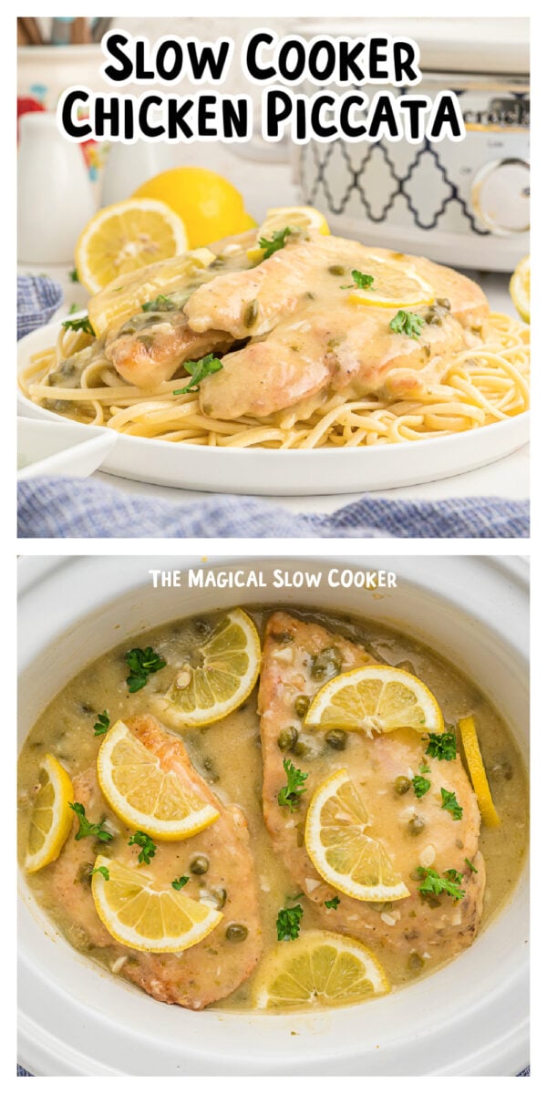 Long image of chicken piccata for pinterest.