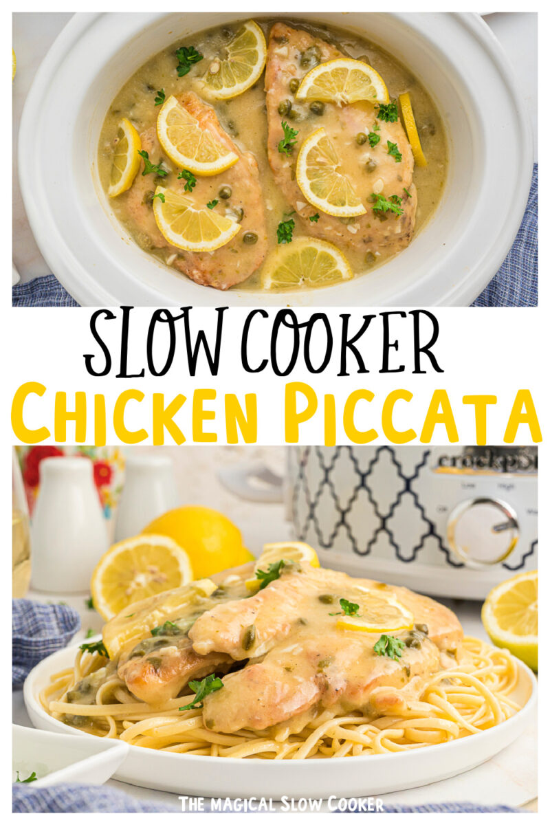 Collage of chicken piccata images with text overlay for pinerest.